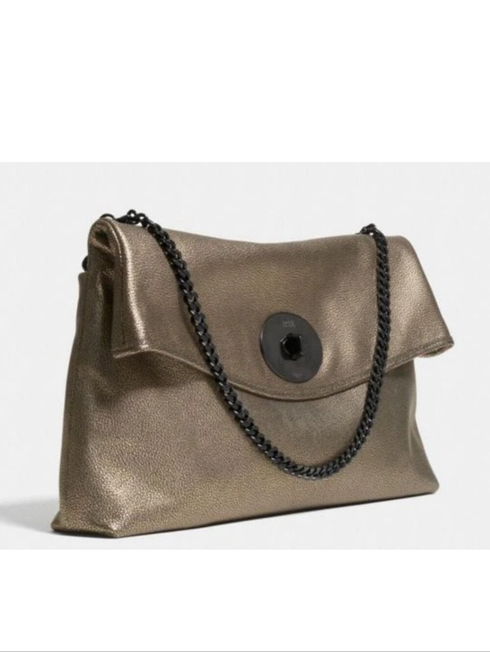Coach Metallic Pewter Chain Strap Shoulder Bag/Clutch EUC - Picture 4 of 16